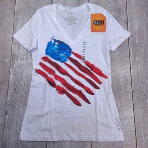 5.11 Tactical Shirt Womens Large White Feather Flag Graphic Tee Top